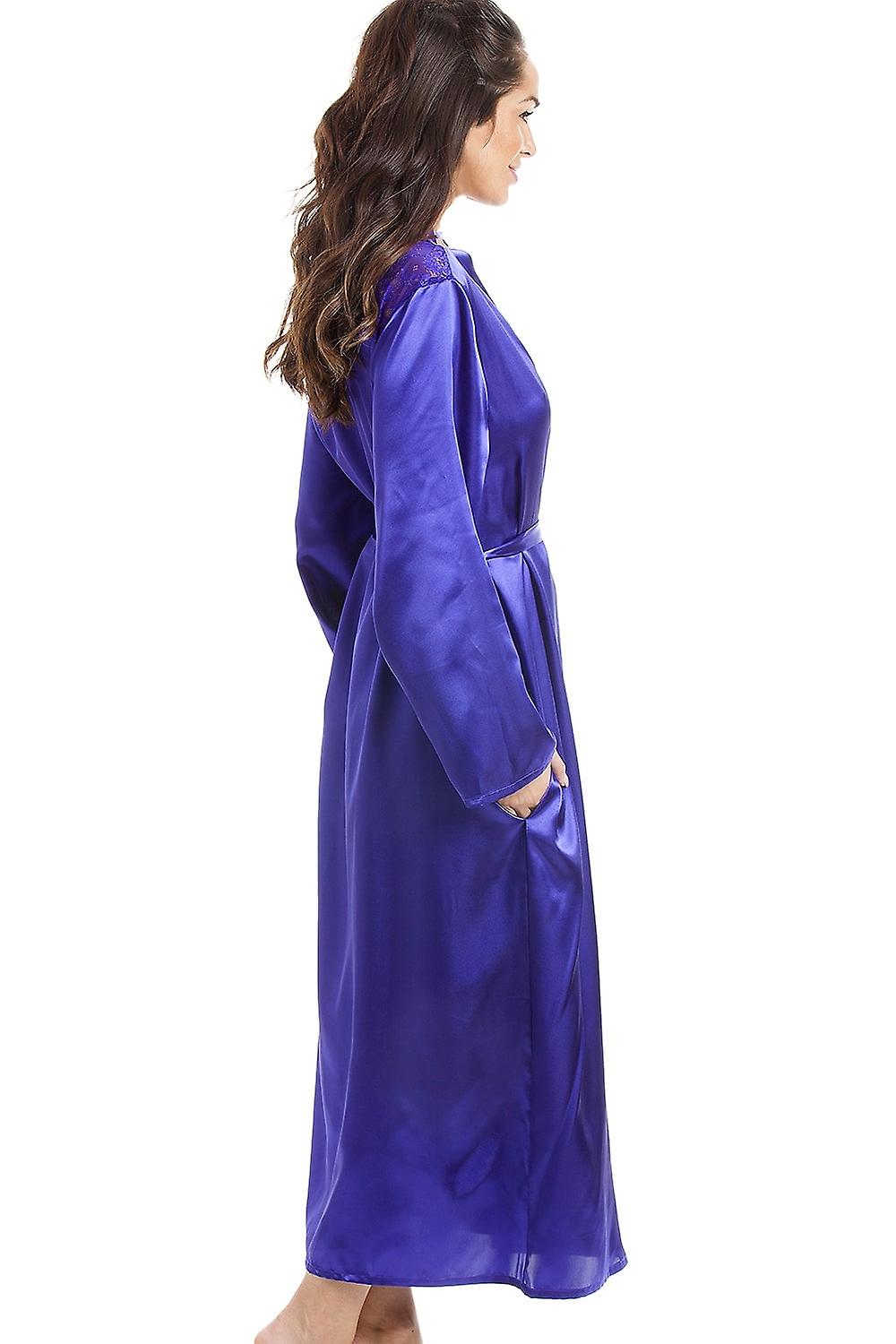 camille womens purple luxury satin dressing gown