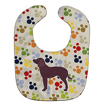Carolines Schätze BB6306BIB American Water Spaniel Pawprints Baby Lätzchen
