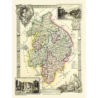 Karte von Warwickshire 1836 von Thomas Moule 1000 Stück Jigsaw Puzzle (jg)
